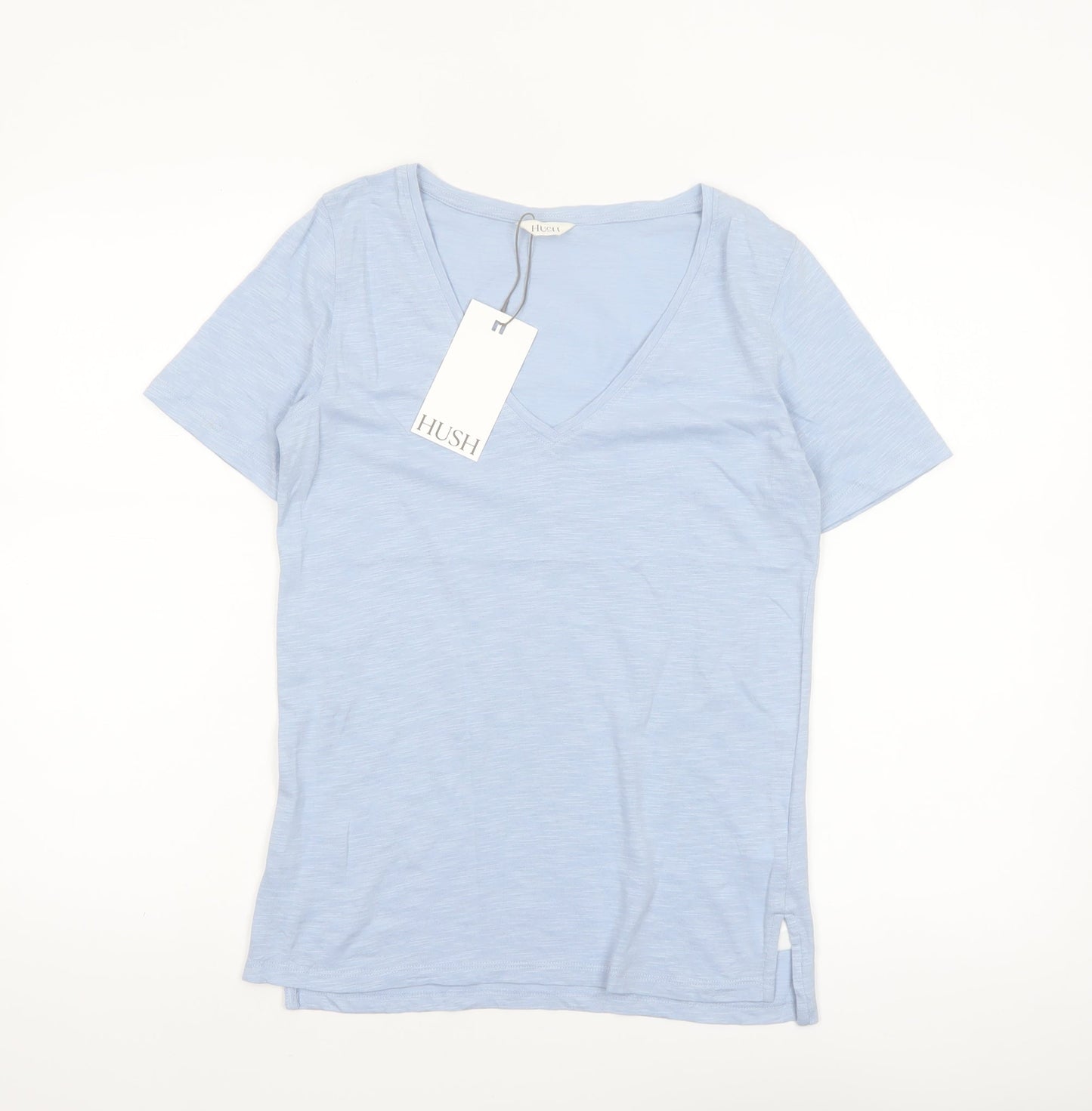Hush Womens Blue 2XS V-Neck Cotton Short Sleeve T-Shirt