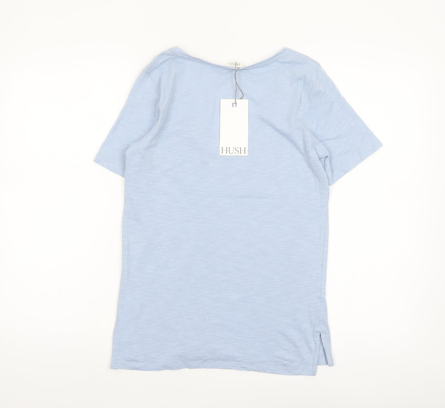 Hush Womens Blue 2XS V-Neck Cotton Short Sleeve T-Shirt