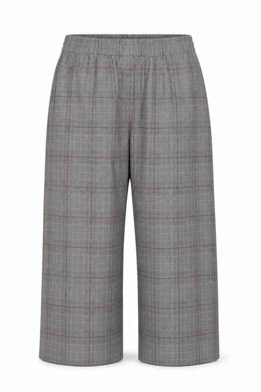 Marks and Spencer Womens Grey Checked Wide-Leg Trousers Size 20 Regular