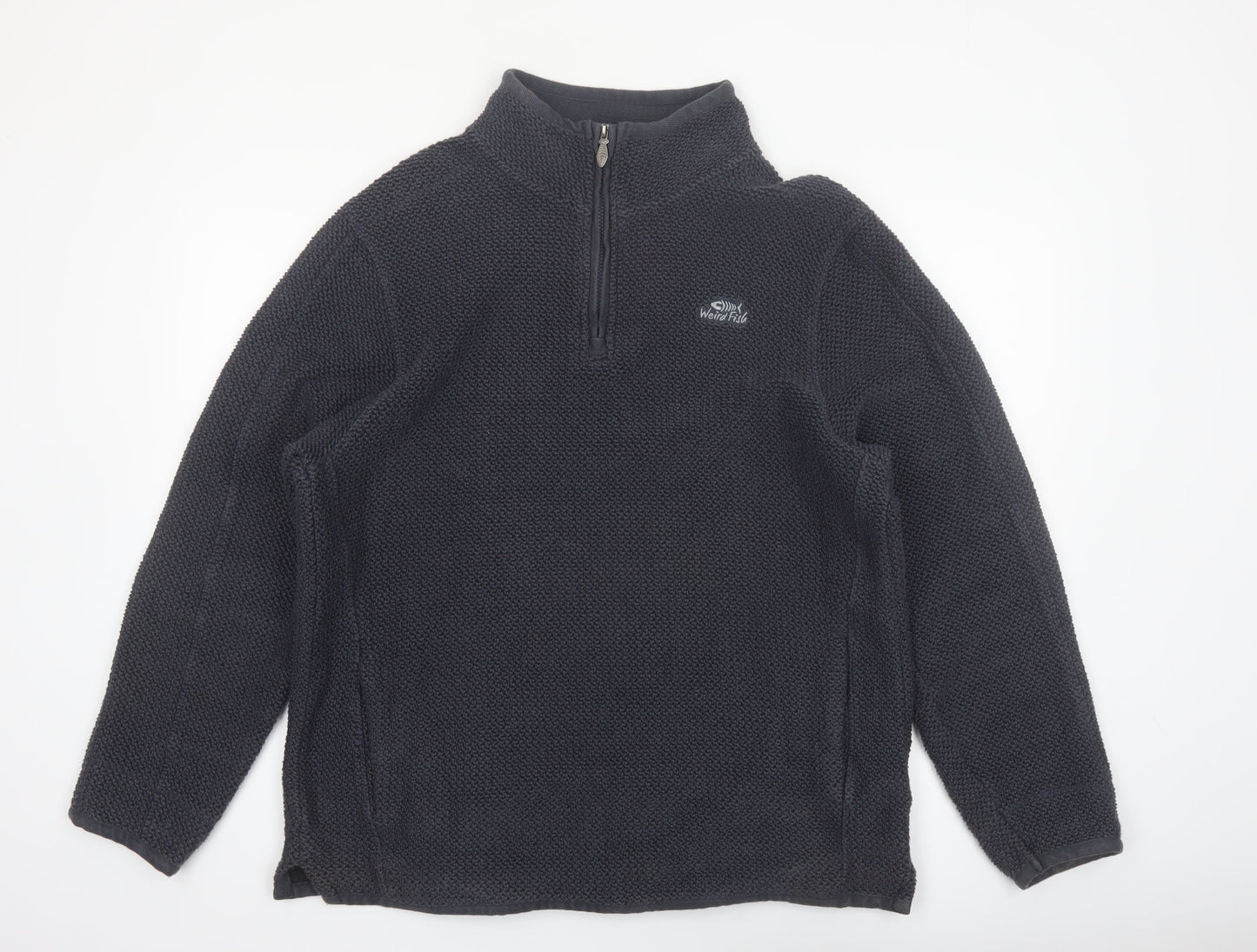 Weird Fish Men's Black XL 1/4 Zip Fleece Pullover Sweatshirt