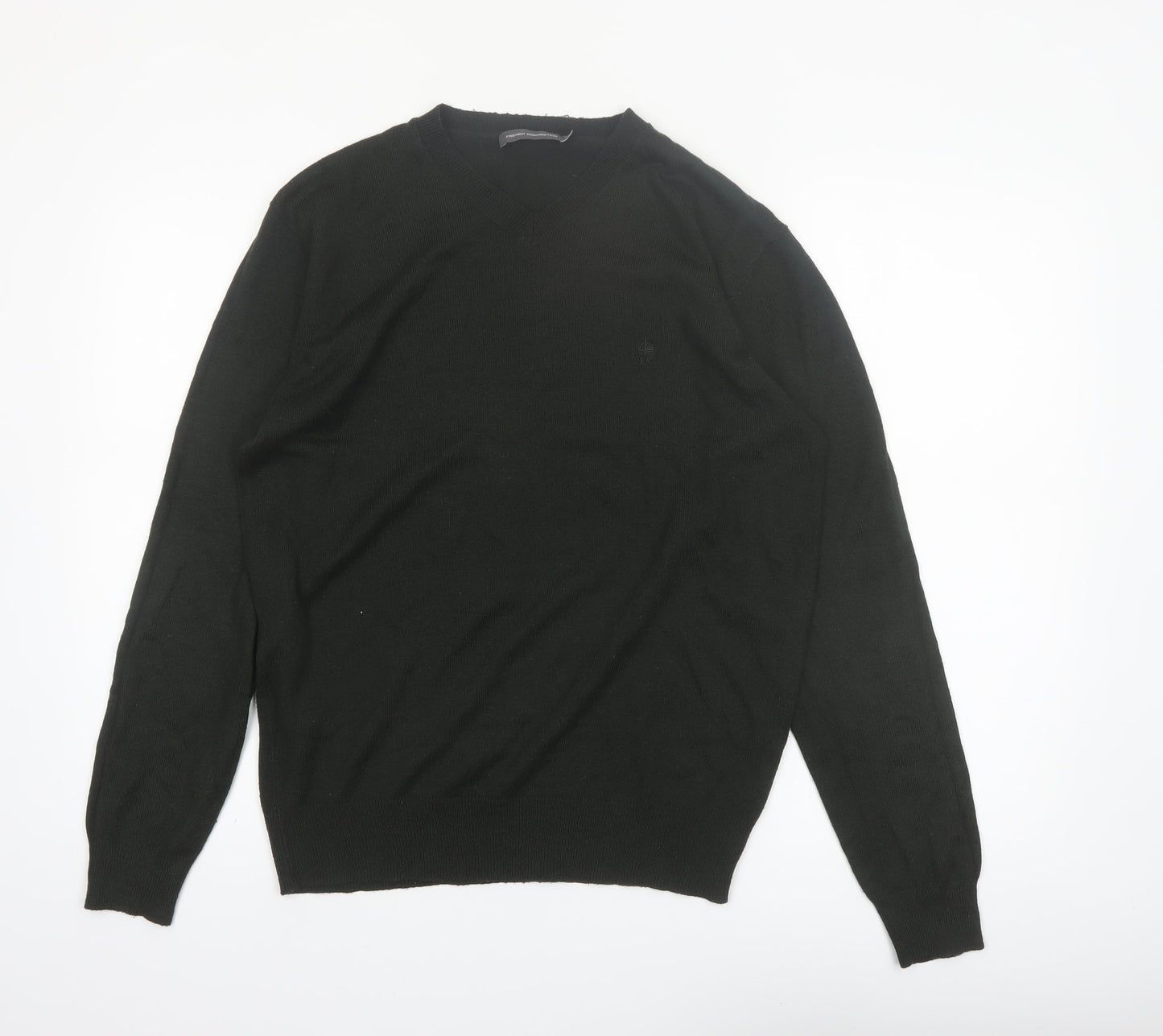 French Connection Men’s Black V-Neck Acrylic Jumper Size M