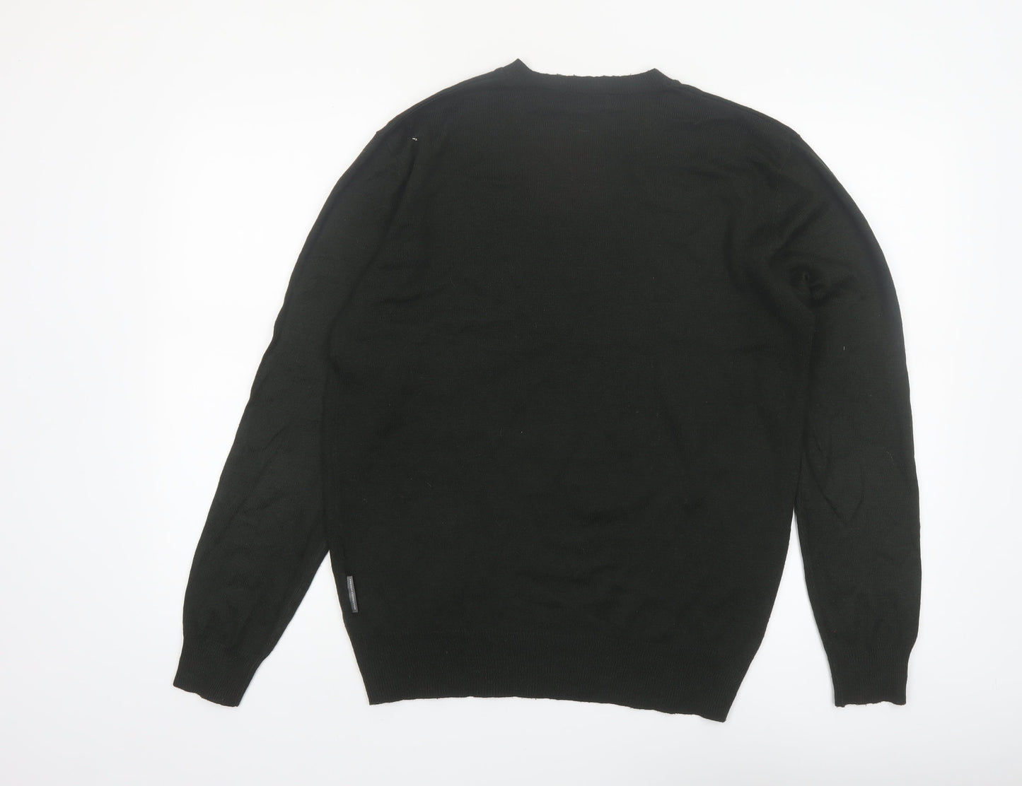 French Connection Men’s Black V-Neck Acrylic Jumper Size M