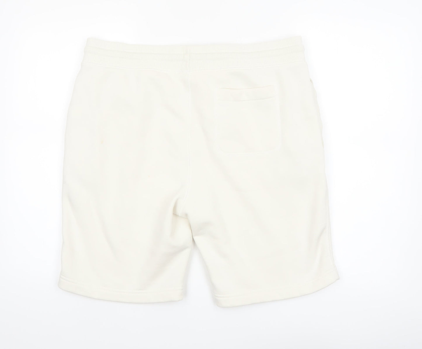 GAP Men’s White Sweat Shorts L Fleece Drawstring Casual
