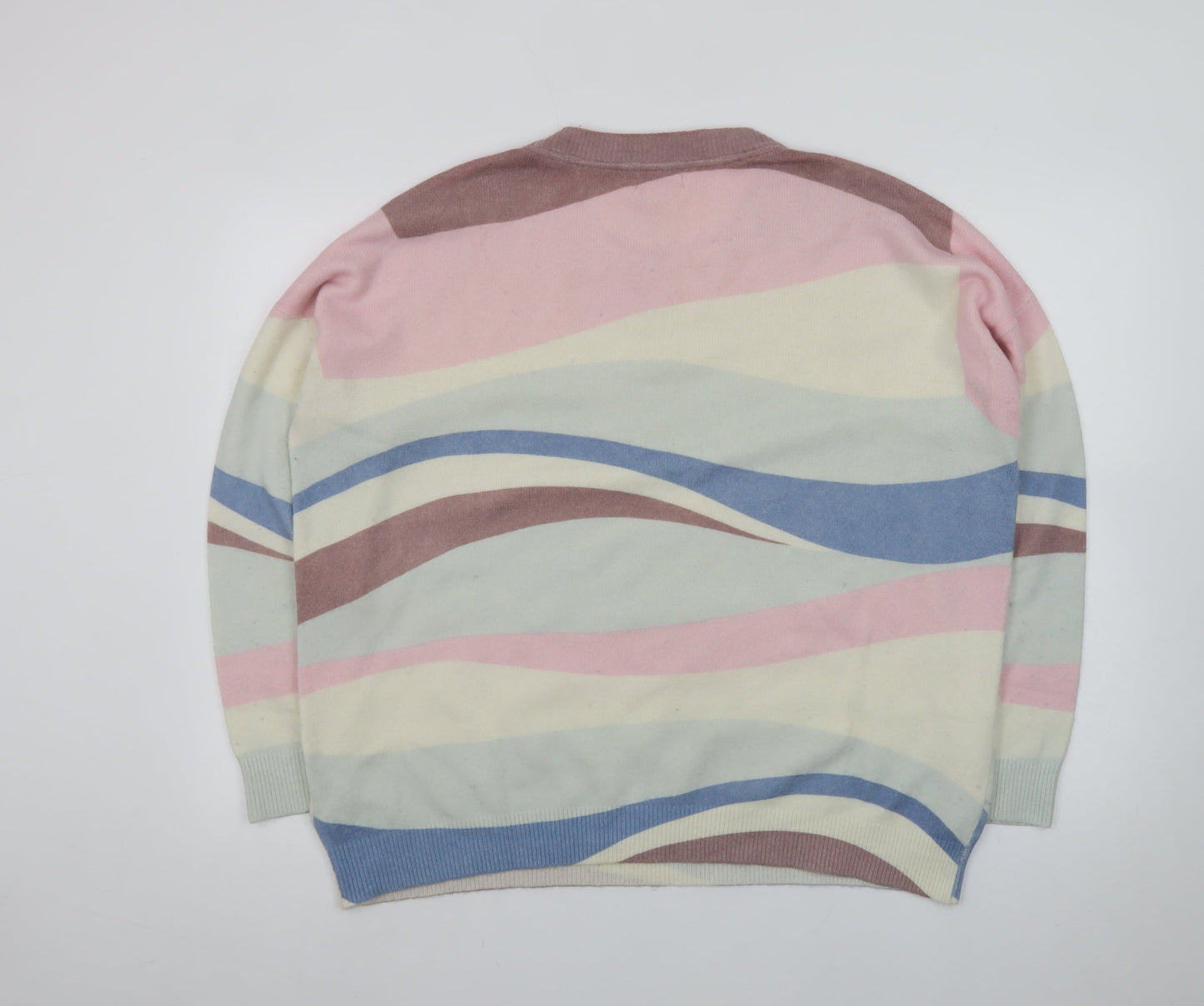 Fat Face Women’s Multicoloured Wave Jumper UK 16 Crew Neck Cotton Knit