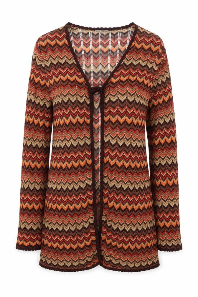 Wallis Women’s Multicoloured Chevron Knit Cardigan Size 14 V-Neck Lightweight