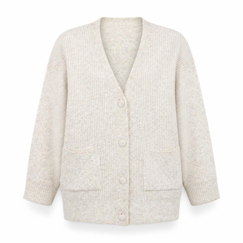 Marks & Spencer Women Beige XL Cardigan Knit V-Neck Long Sleeve