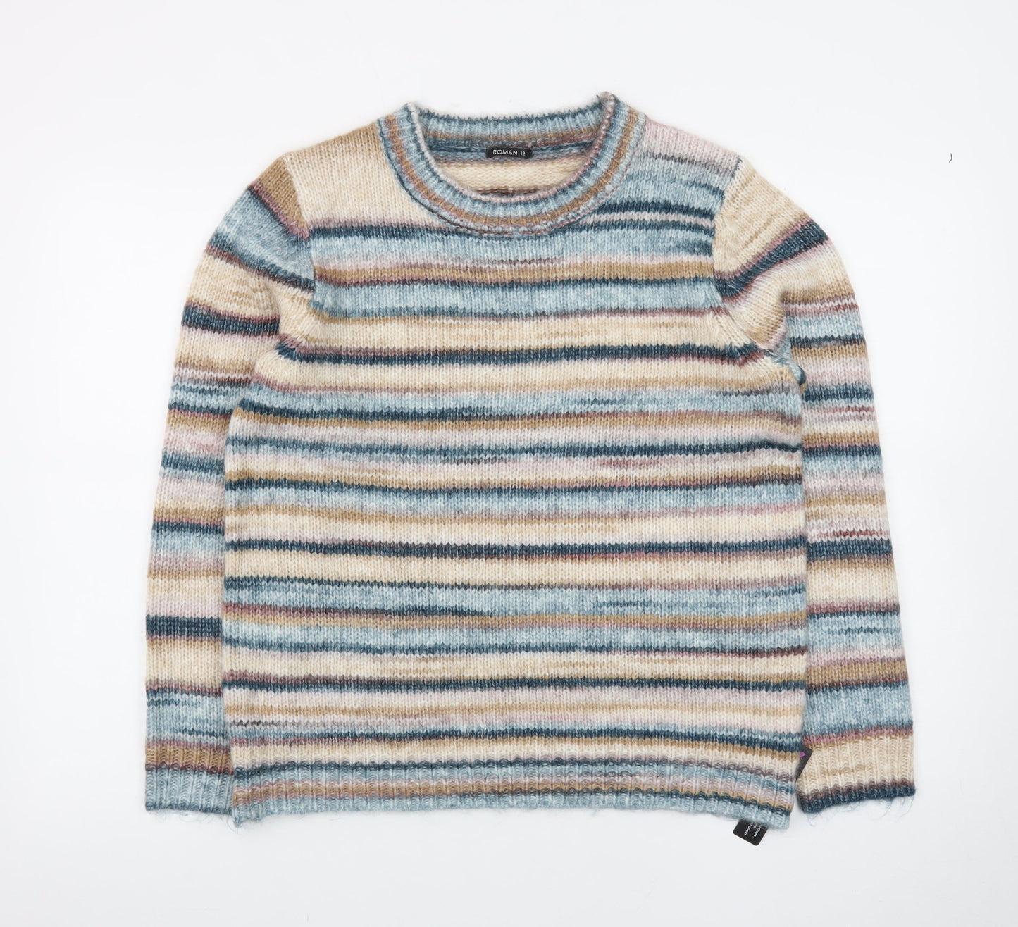 Roman Women’s Multicoloured Striped Crew Neck Long Sleeve Pullover Jumper Size 12