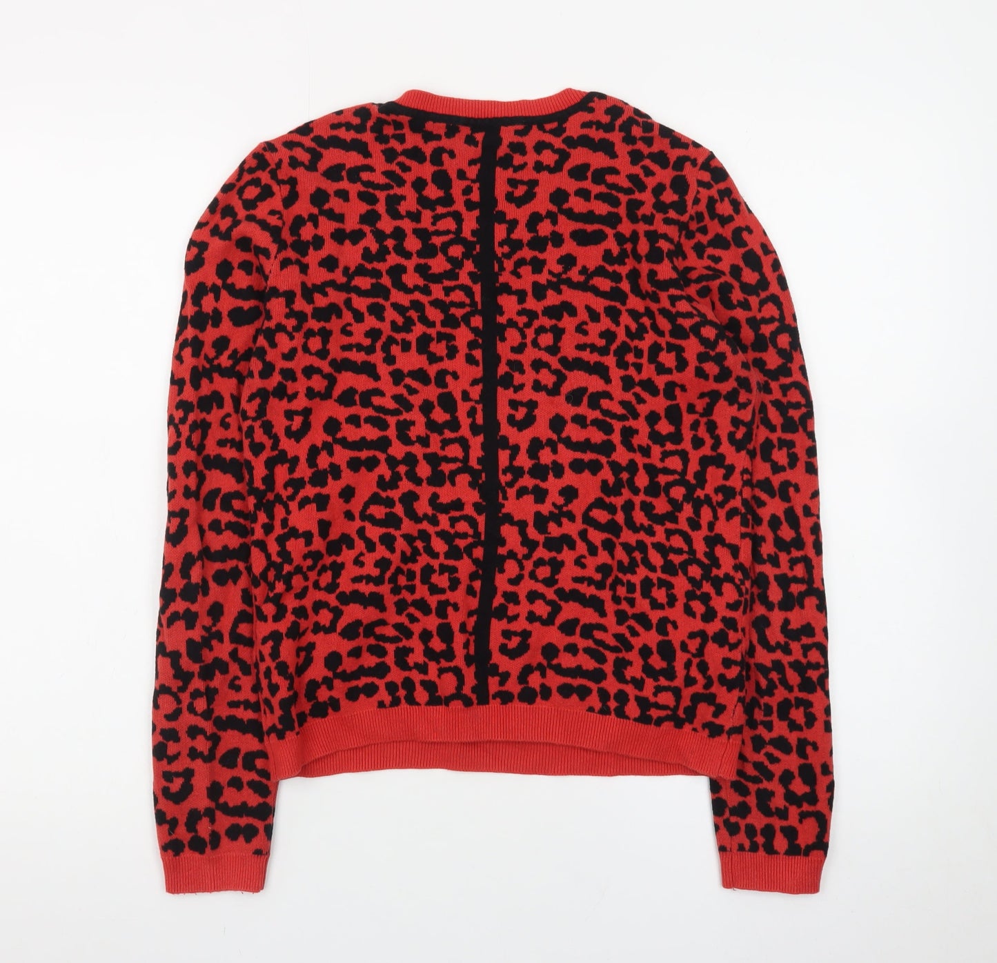 Oasis Women Red Leopard Knit Pullover Jumper Size S