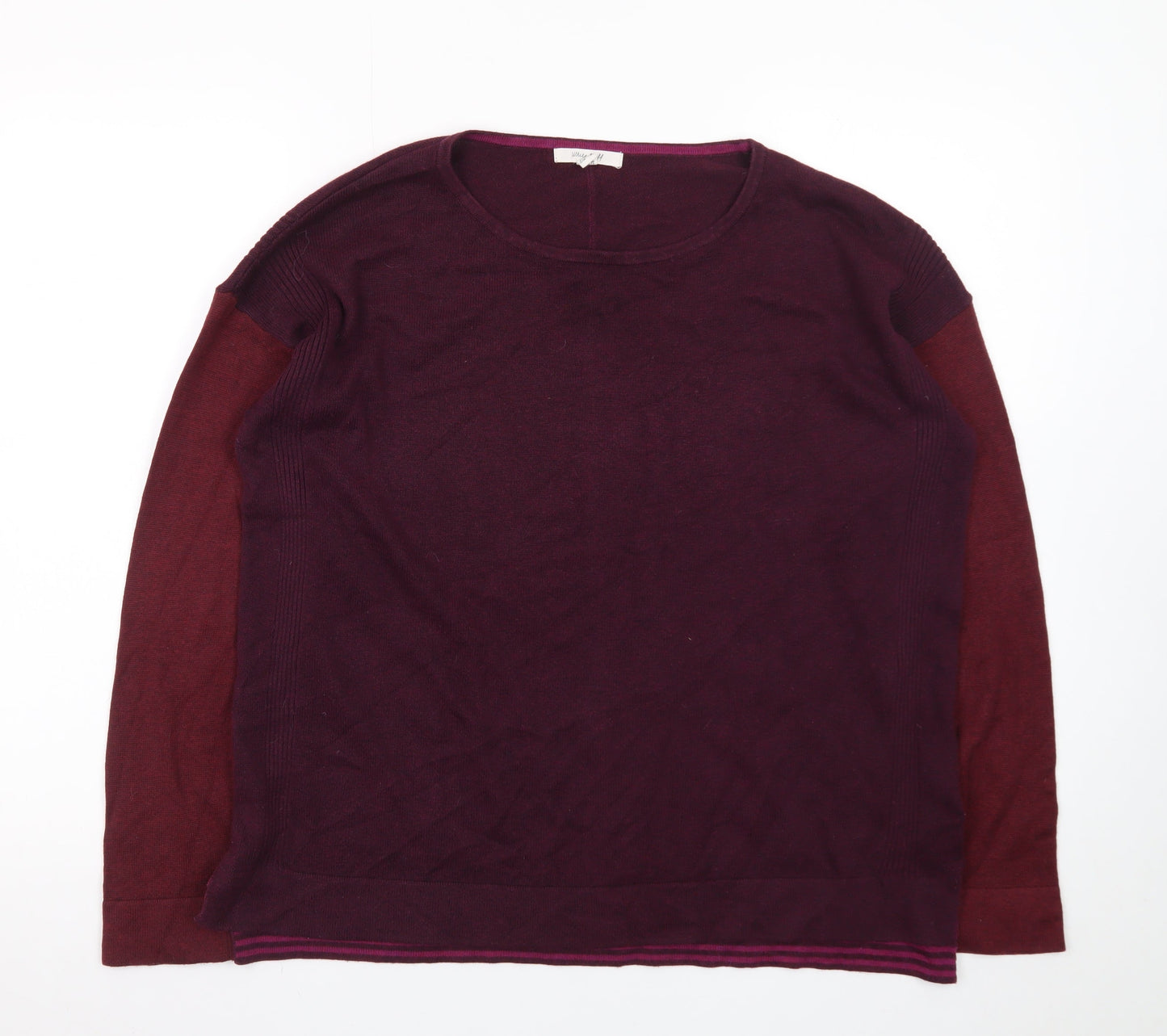 White Stuff Women's Purple Long Sleeve Crew Neck Cotton Wool Jumper Size 12