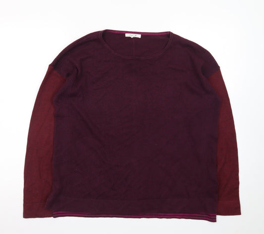 White Stuff Women's Purple Long Sleeve Crew Neck Cotton Wool Jumper Size 12
