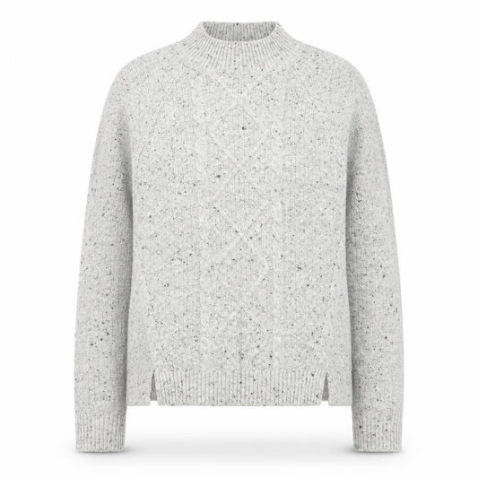 Oasis Women’s Grey Cable Knit Wool Blend Mock Neck Jumper XS