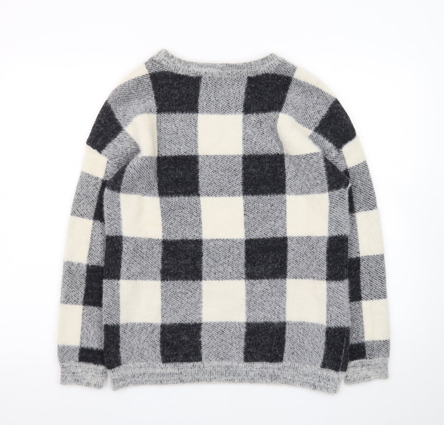 Cyrus Women Grey Check Knit Pullover Jumper XS Nylon Blend