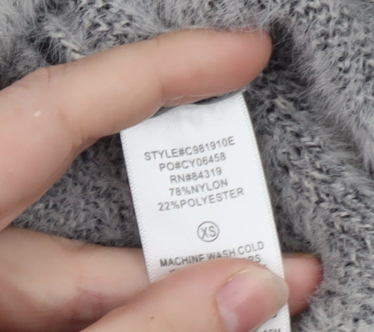 Cyrus Women Grey Check Knit Pullover Jumper XS Nylon Blend