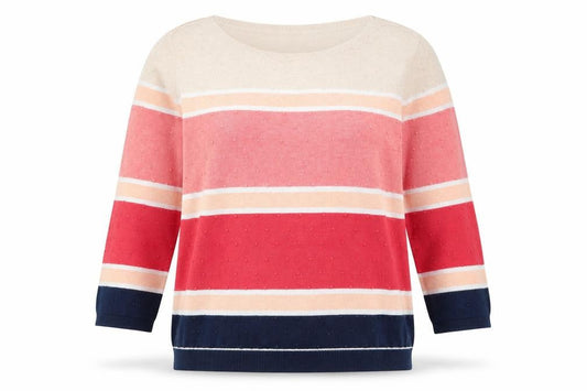 Bonmarché Women’s Multicoloured Cotton Striped Crew Neck Jumper Size M