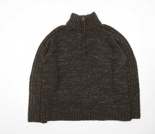 Stone Bay Men's Brown XL 1/2 Zip High Neck Chunky Knit Jumper