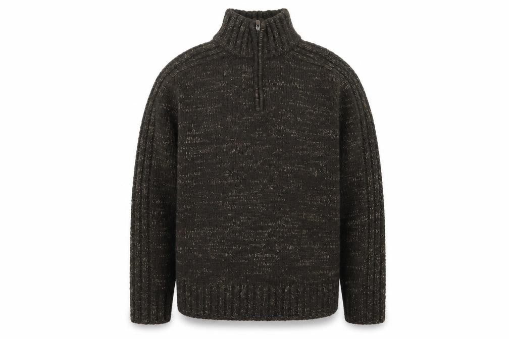 Stone Bay Men's Brown XL 1/2 Zip High Neck Chunky Knit Jumper