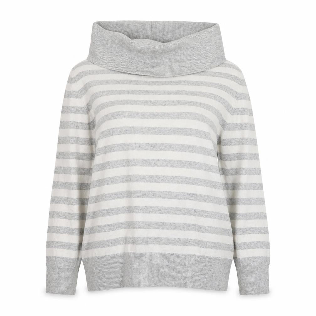 Country Casuals Women Grey Striped Cowl Neck Jumper XL Cotton Cashmere Blend