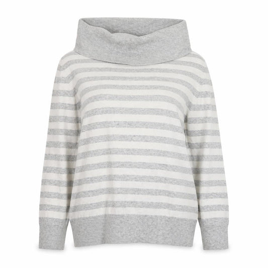 Country Casuals Women Grey Striped Cowl Neck Jumper XL Cotton Cashmere Blend