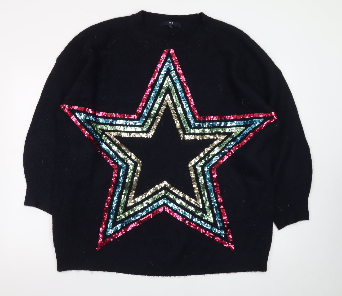 Next Women Black XL Sequin Star Pullover Jumper