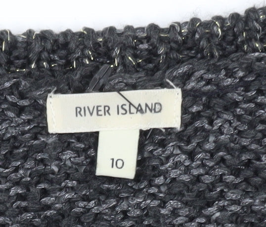 River Island Women Grey Knit Long Sleeve Jumper Dress Size 10
