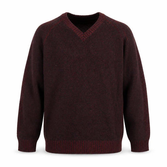 Melka Men's Brown Wool V-Neck Pullover Jumper XL