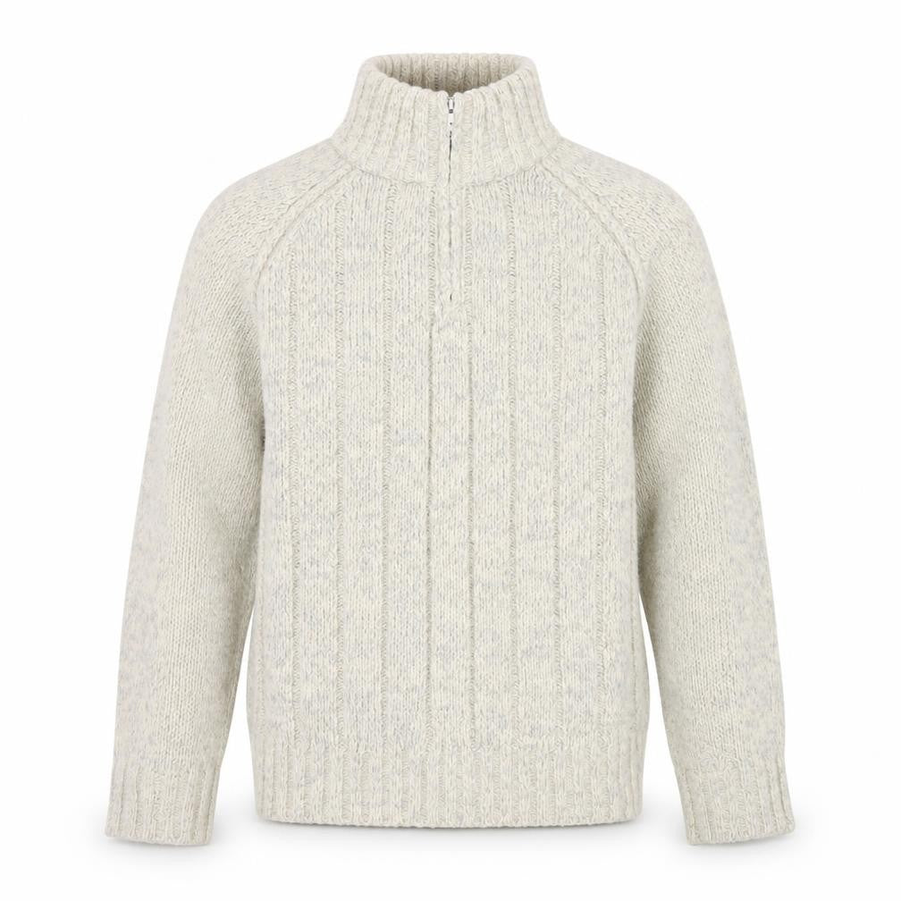 Marks & Spencer Men's Beige Wool Blend 1/2 Zip Cable Knit Jumper L