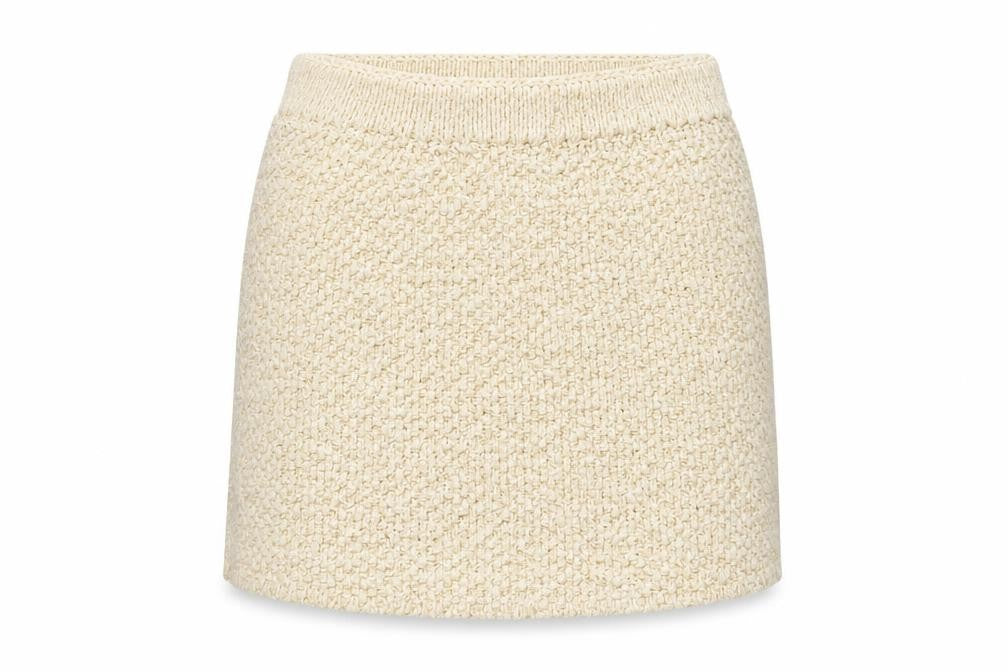 H&M Women Beige Glitter Knit Short Pencil Skirt XS