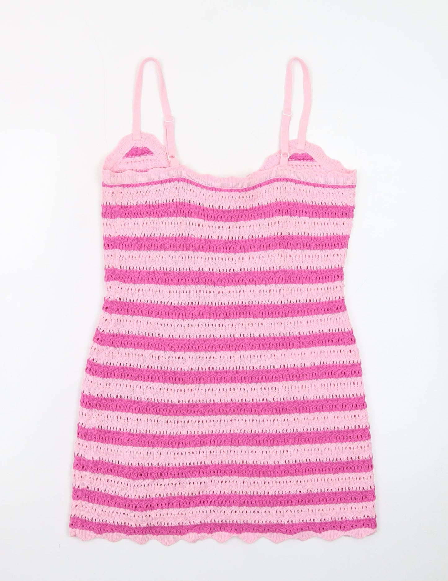 The Frolic Womens Pink Crochet Strappy Slip Dress Size 10