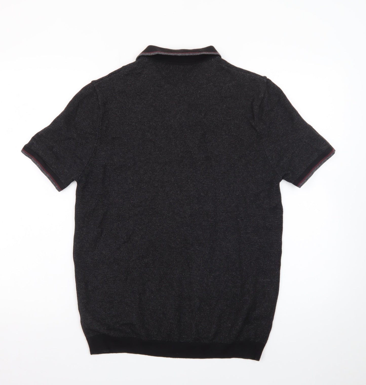 Next Men's Black Cotton Short Sleeve Polo Shirt Medium Classic Fit