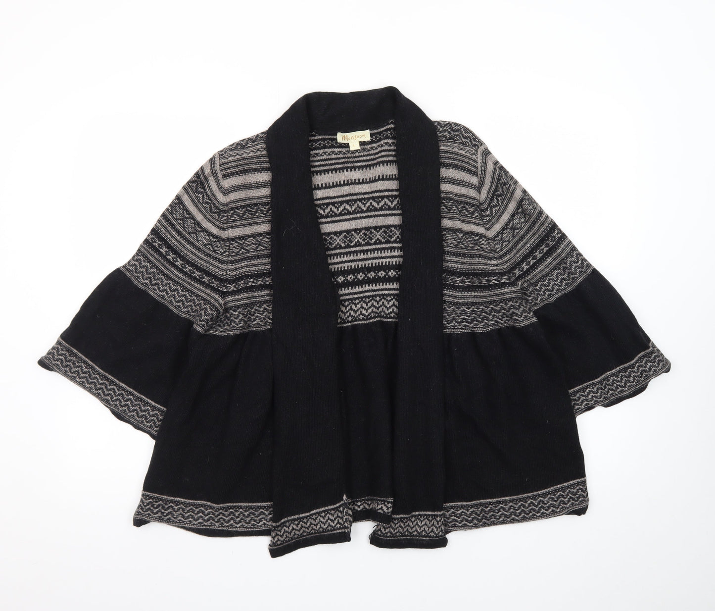 Monsoon Women’s Black Fair Isle Knit Open Cardigan L