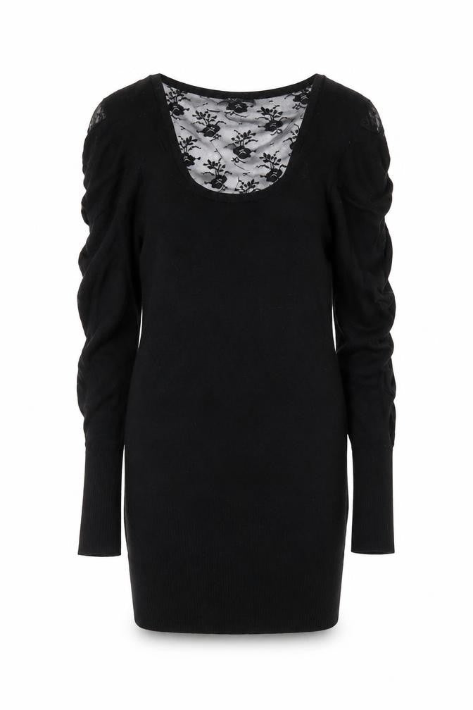 Jane Norman Women Black Size 10 Lace Bodycon Knit Dress