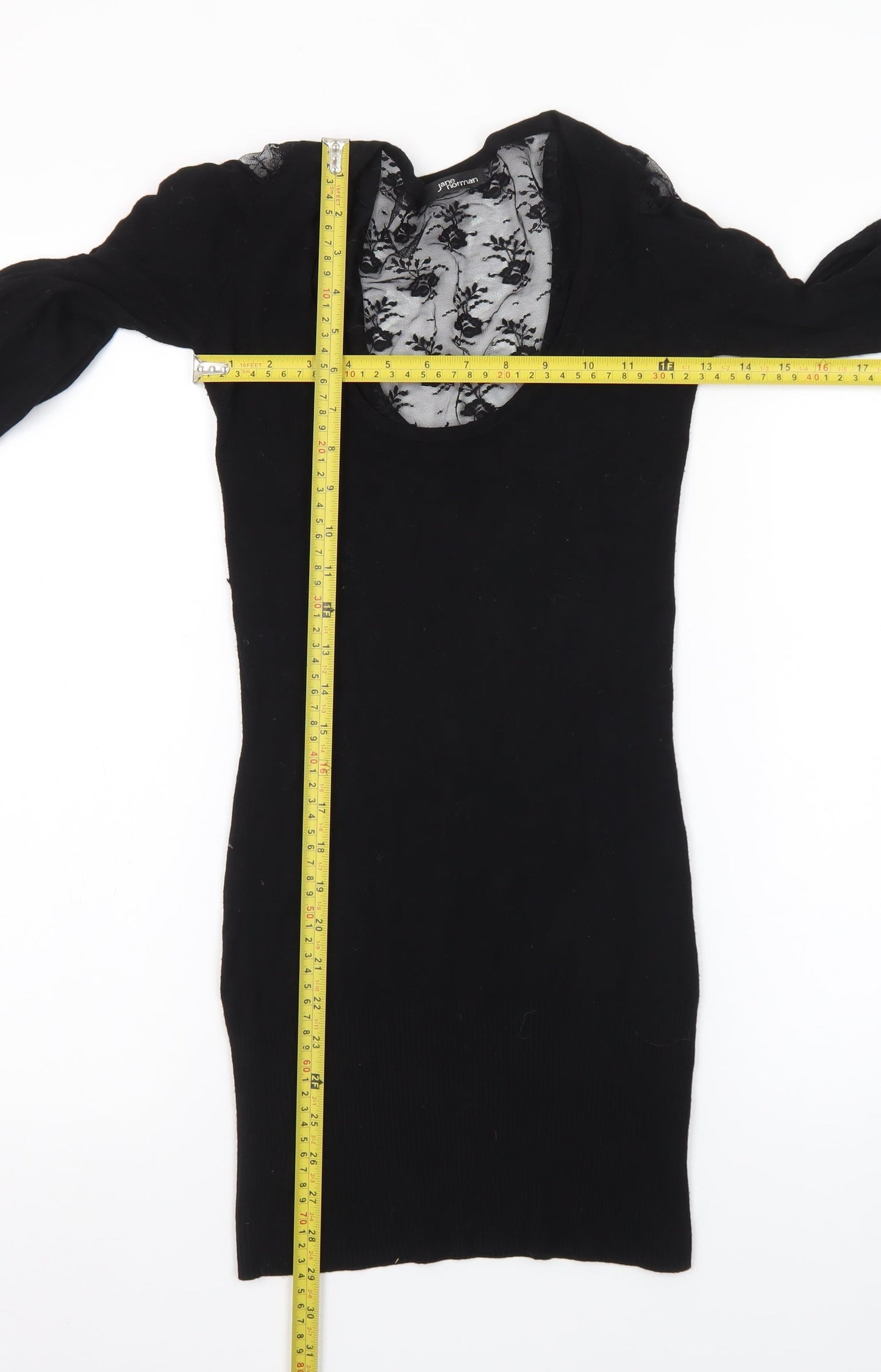 Jane Norman Women Black Size 10 Lace Bodycon Knit Dress