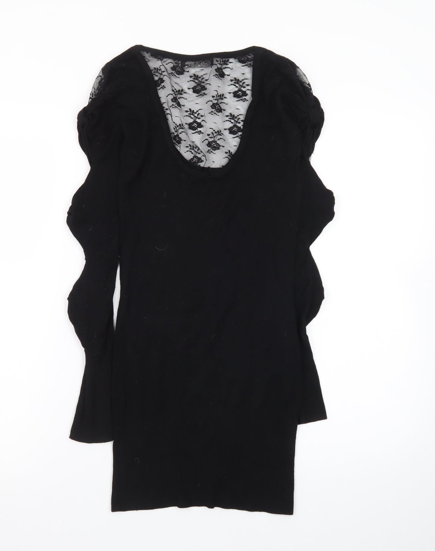 Jane Norman Women Black Size 10 Lace Bodycon Knit Dress