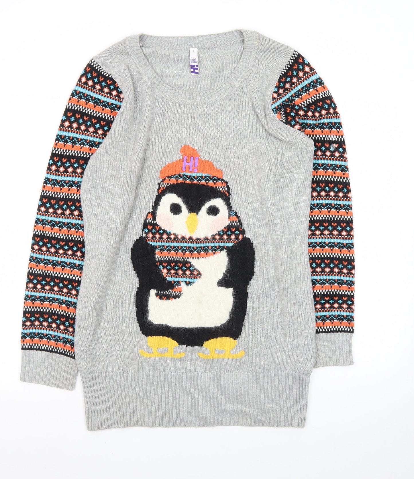 By Henry Holland Women’s Grey Penguin Fair Isle Jumper Size 10