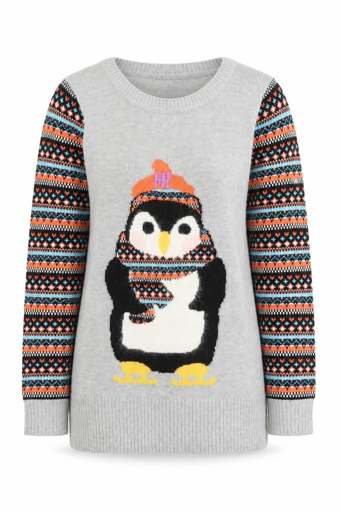 By Henry Holland Women’s Grey Penguin Fair Isle Jumper Size 10