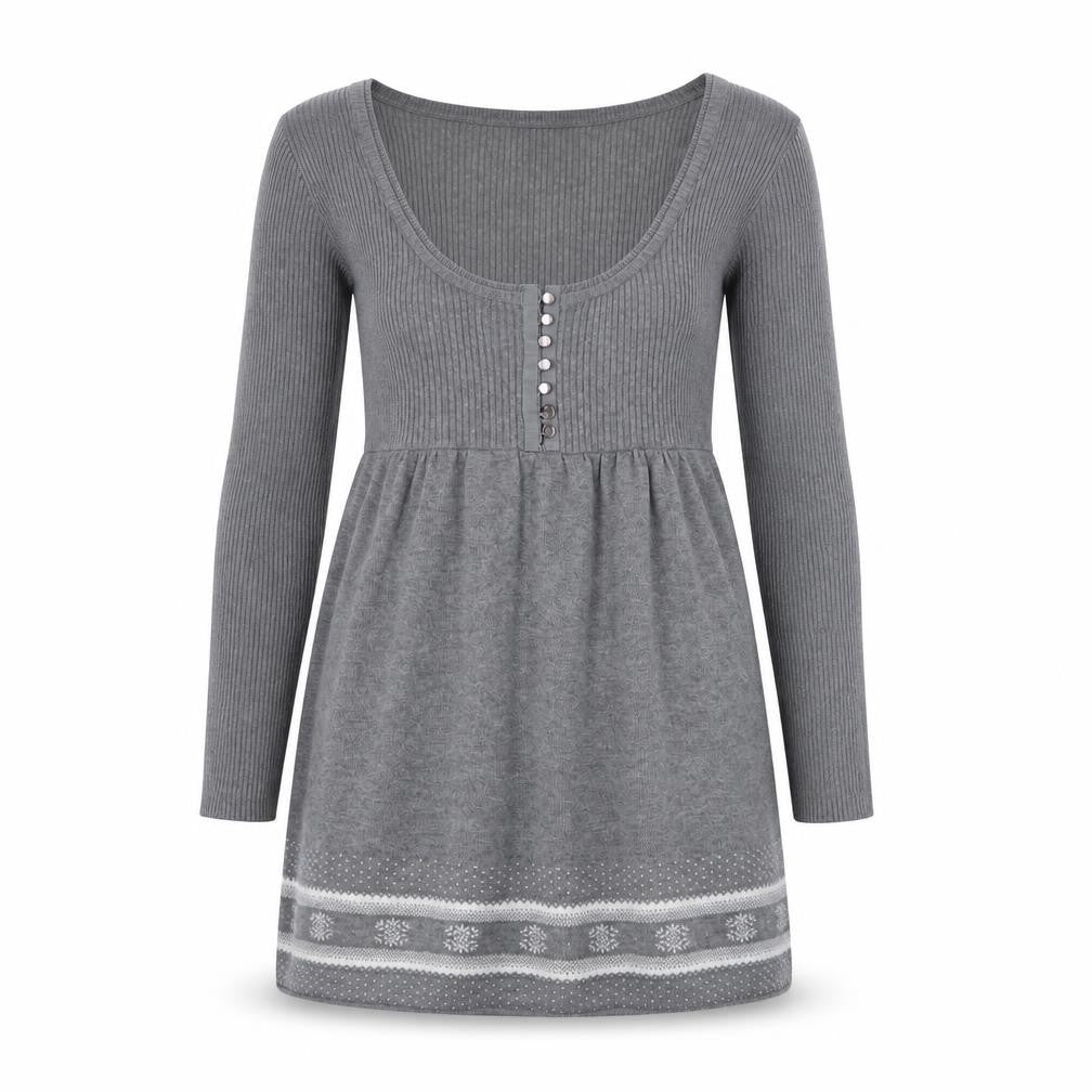Crew Clothing Women’s Grey Fair Isle Jumper Dress Size 10 Knit Long Sleeve