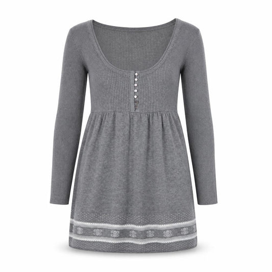 Crew Clothing Women’s Grey Fair Isle Jumper Dress Size 10 Knit Long Sleeve