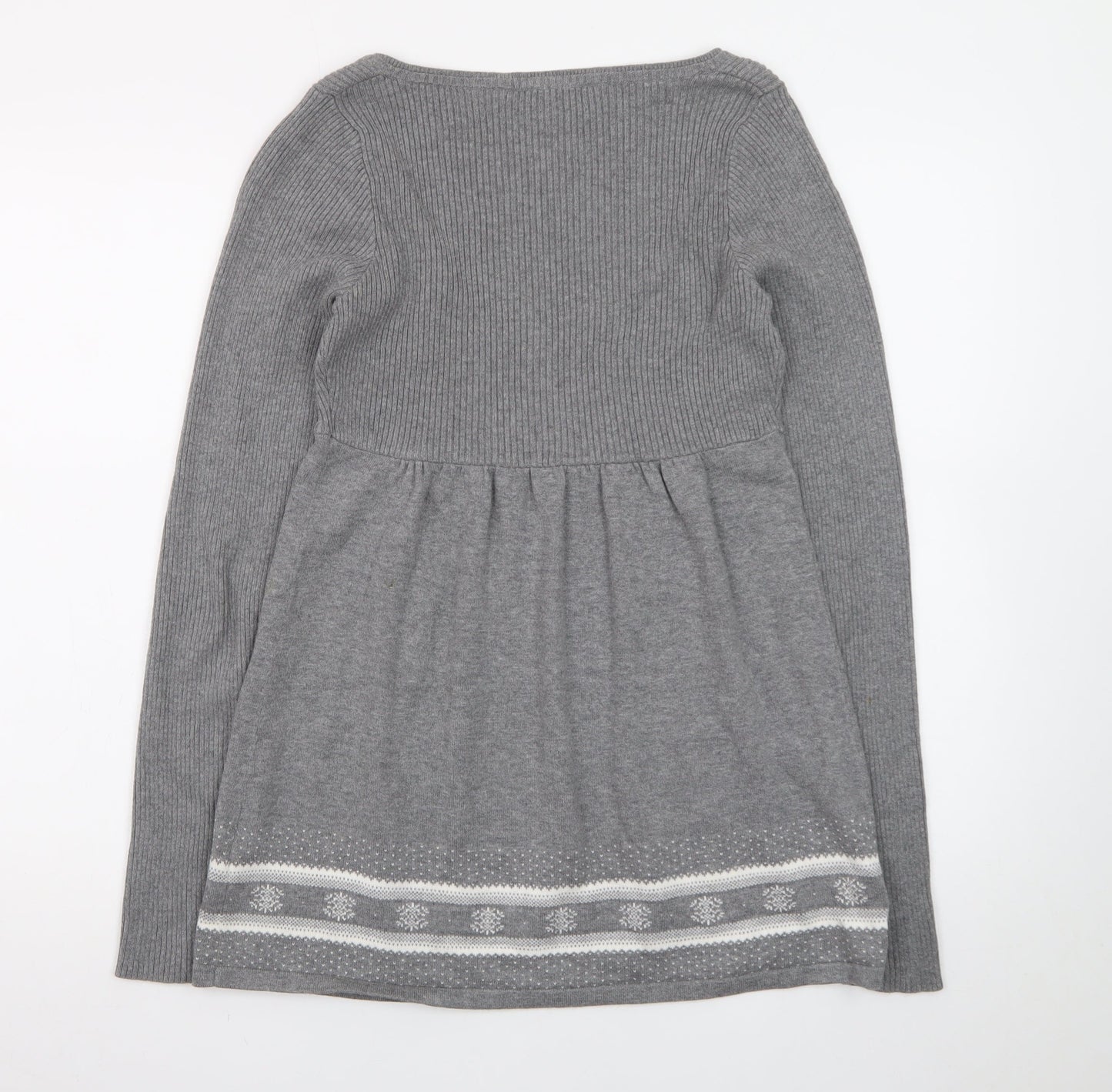 Crew Clothing Co. Women’s Grey Fair Isle Jumper Dress Size 10 Knit Long Sleeve
