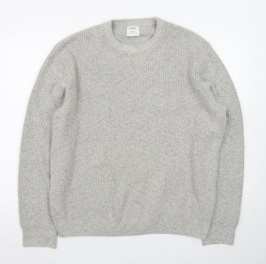 Marks and Spencer Mens Grey Chunky Knit Pullover Jumper XL Regular