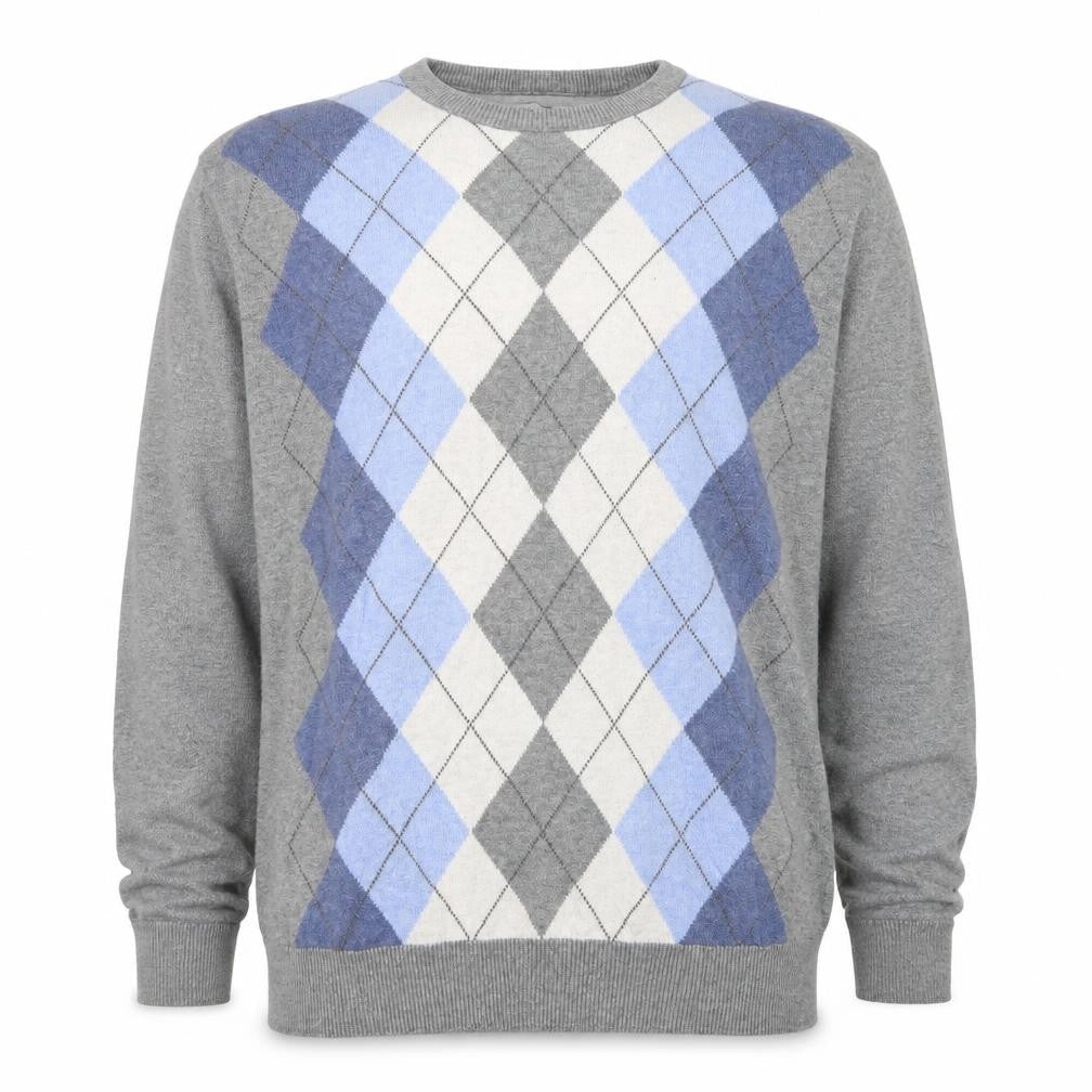 Marks & Spencer Men’s Grey Argyle Cotton Pullover Jumper 2XL