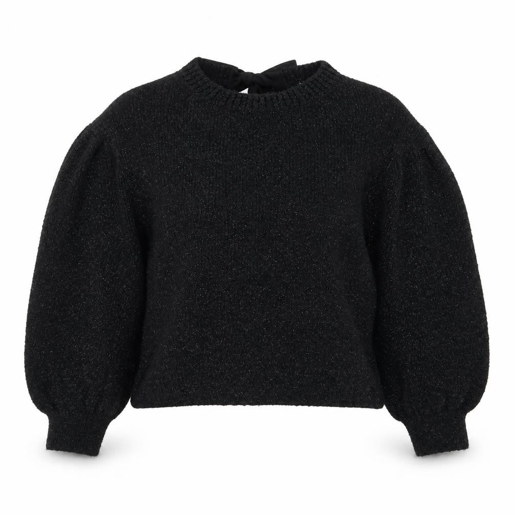 Tu Women's Black Metallic Puff Sleeve Knit Jumper Size 14