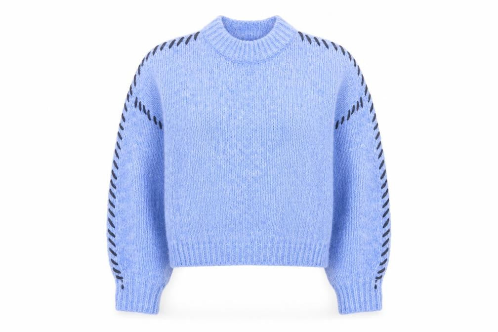 Primark Women Blue Chunky Knit High Neck Jumper XS