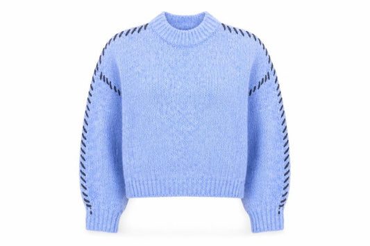 Primark Women Blue Chunky Knit High Neck Jumper XS