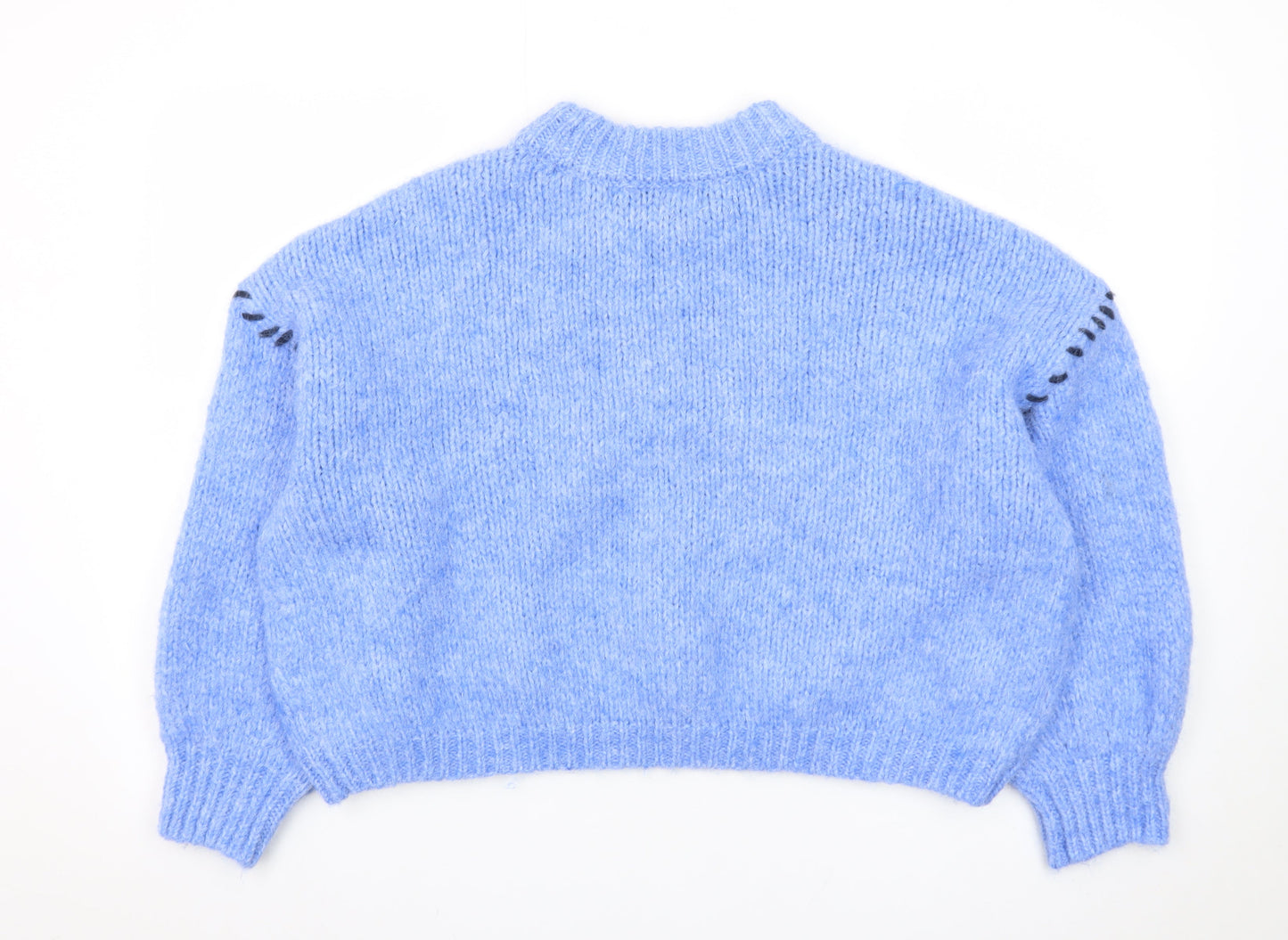 Primark Women Blue Chunky Knit High Neck Jumper XS