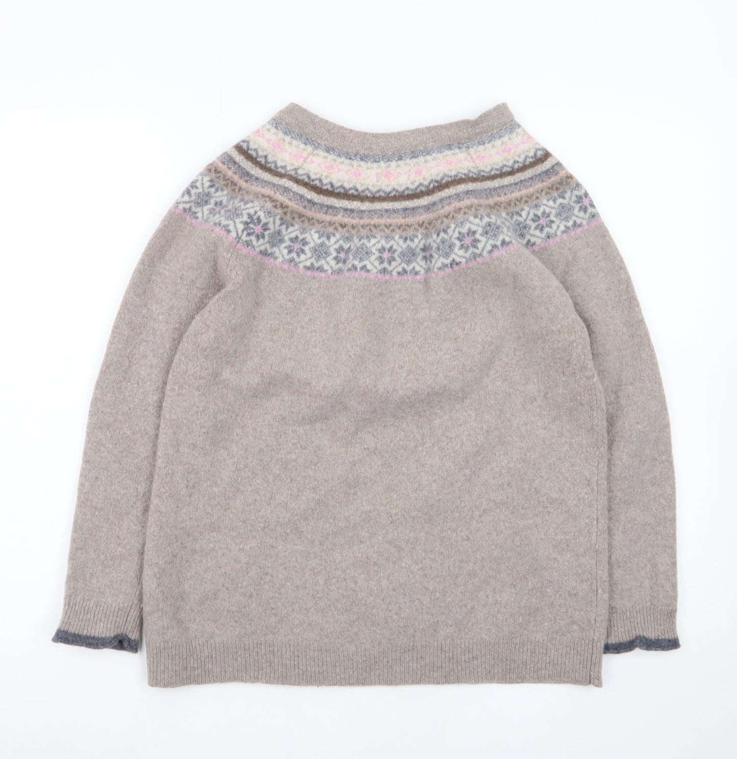 Paul Costelloe Women’s Beige Fair Isle Wool Blend Jumper UK 18