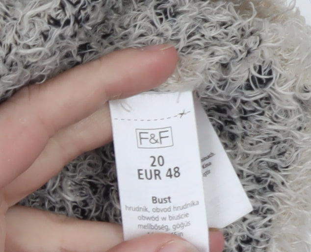 F&F Women's Beige Leopard Print Chunky Knit Pullover Jumper Size 20