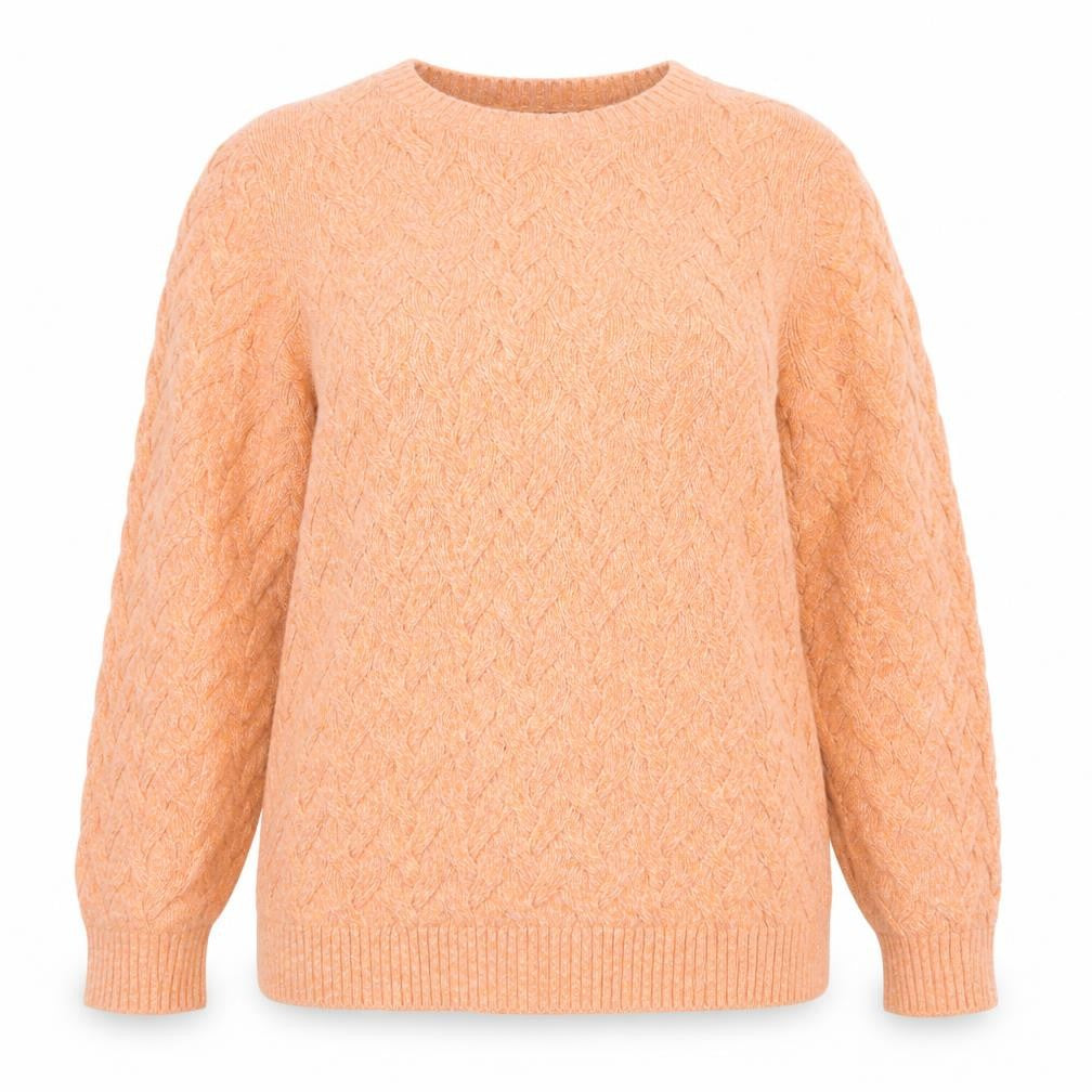 Lands' End Women's Orange Cable-Knit Cotton Jumper Size L