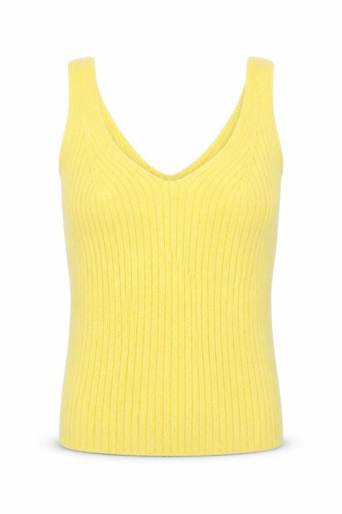H&M Divided Women's Yellow Ribbed Knit V-Neck Tank Top XS