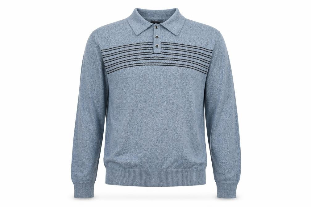 Dockers Mens Blue Collared Henley Jumper Size L Long Sleeve