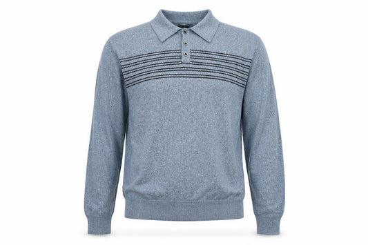 Dockers Mens Blue Collared Henley Jumper Size L Long Sleeve
